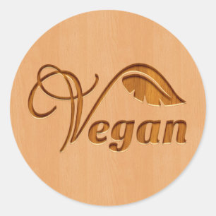 Sticker Rond Logo végétal sculpté en bois
