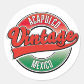 Sticker Rond logo vintage d'Acapulco au Mexique (Devant)