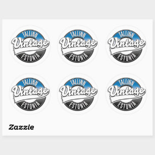 Sticker Rond Logo vintage de Tallinn Estonie