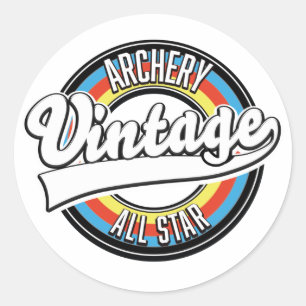 Sticker Rond Logo vintage de tir à l'arc toutes étoiles