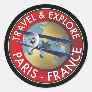 Sticker Rond Logo Voyage & Explorez Paris France
