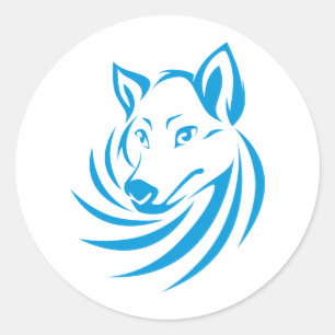 Sticker Rond Logo Wolf bleu personnalisé