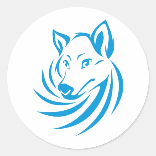 Sticker Rond Logo Wolf bleu personnalisé (Devant)