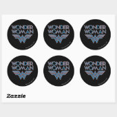Sticker Rond Logo Wonder Woman bleu et rouge Retro (Feuille)