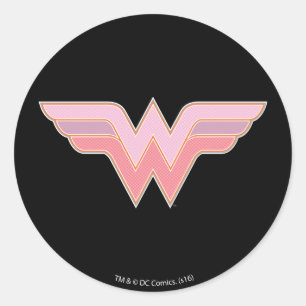 Sticker Rond Logo Wonder Woman Rose and Orange Mesh