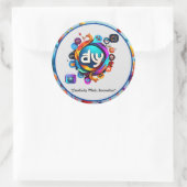 Sticker Rond "Logos dynamiques à l'air créatif" (Sac)