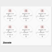 Sticker Rond Logotype d'amour artisanal rose pinceau (Feuille)