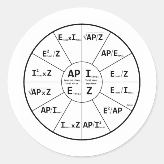 Sticker Rond Loi Ohms pour AC (Devant)