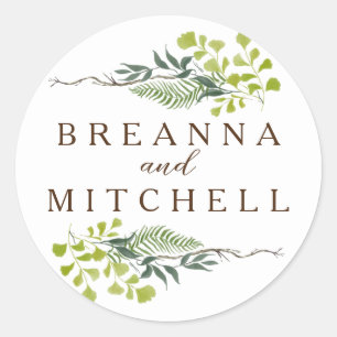 Sticker Rond Loin d'Eucalyptus Hand-Drawn Greenery Wedding