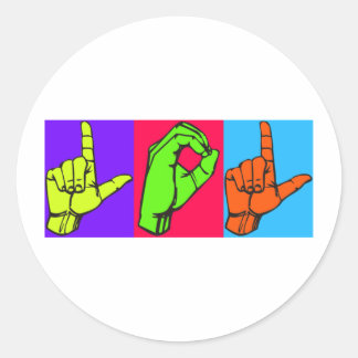 Sticker Rond LOL ASL Sign Language Design #2