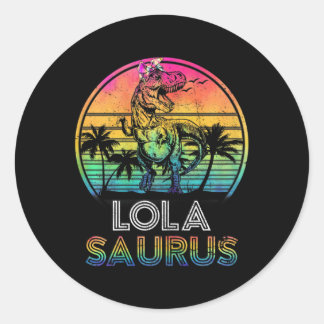 Sticker Rond Lolasaurus Dinosaur Lola Saurus Famille Matc