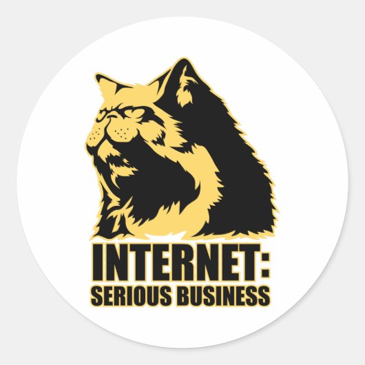 Sticker Rond lolcat internet est une affaire sérieuse (Devant)