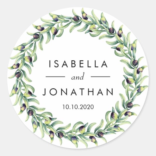 Sticker Rond L'Olivier | Personnalisation du mariage rustique (Devant)
