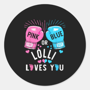 Sticker Rond Lolli Rose Ou Bleu Vous Aime Boxer Révélation De S