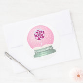 Sticker Rond Lollipop enneigée globe mignon fille rose hiver (Enveloppe)