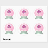 Sticker Rond Lollipop enneigée globe mignon fille rose hiver (Feuille)