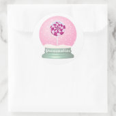 Sticker Rond Lollipop enneigée globe mignon fille rose hiver (Sac)