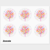 Sticker Rond Lollipop Sweet Candy Caramel Drops Illustration (Feuille)