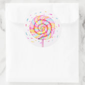Sticker Rond Lollipop Sweet Candy Caramel Drops Illustration (Sac)