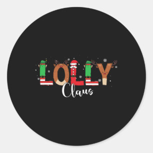 Sticker Rond Lolly Claus Chemises De Correspondance De Noël Pou