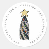 Sticker Rond London Gherkin Tower Christmas Tree Adresse de ret (Devant)