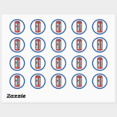Sticker Rond London Red Telephone Booth Iconic British Travel (Feuille)