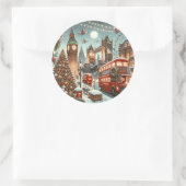 Sticker Rond London's Festive Splendor - Vibrant Christmas Car (Sac)