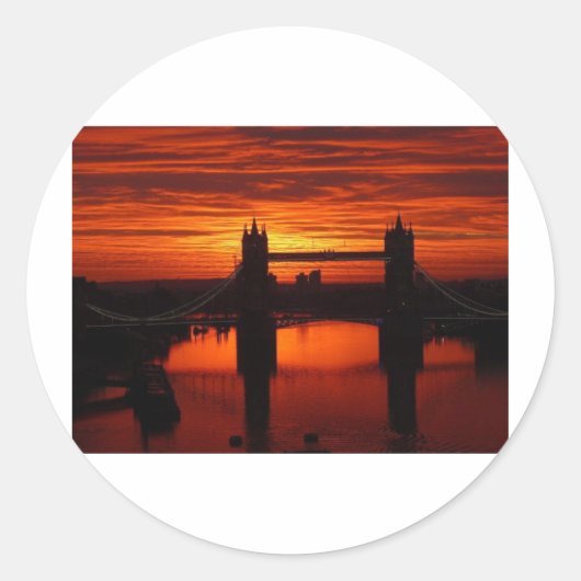Sticker Rond London's Tower Bridge à Daybreak (Devant)