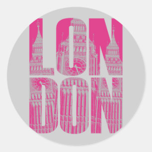 Sticker Rond Londres rose