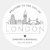 Sticker Rond Londres Skyline | Message de bienvenue du Mariage (Devant)