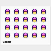Sticker Rond Lone Cupcake Purple amusant dessin animé (Feuille)