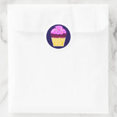 Sticker Rond Lone Cupcake Purple amusant dessin animé (Sac)