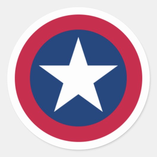 Sticker Rond Lone Star du Texas Rouge, Blanc et Bleu (Devant)