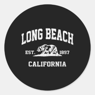 Sticker Rond Long Beach California Ca State Style sportif