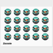 Sticker Rond Long Beach California Retro Sunset Souvenirs 80s (Feuille)