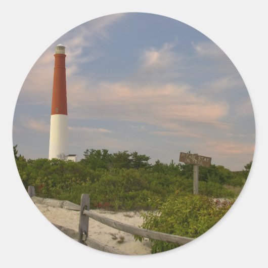 Sticker Rond Long Beach Island Light House New Jersey USA (Devant)
