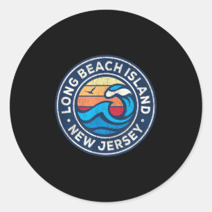 Sticker Rond Long Beach Island New Jersey Nj Nautique Vintage W