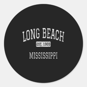 Sticker Rond Long Beach Mississippi Ms Vintage