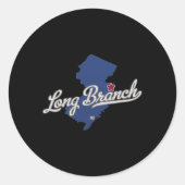 Sticker Rond Long Branch New Jersey Nj Map (Devant)