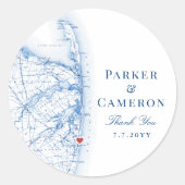 Sticker Rond Long Branche New Jersey Carte de mariage Faveur (Devant)