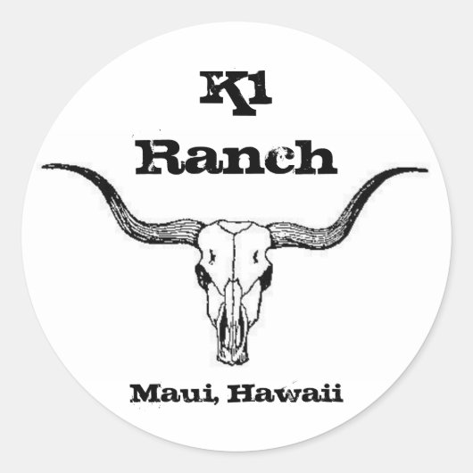 Sticker Rond longhorn, Ranch K1, Maui, Hawaii (Devant)