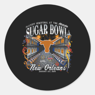 Sticker Rond Longhorns Sugar Bowl 2024 Cfp Semi-Football Nola