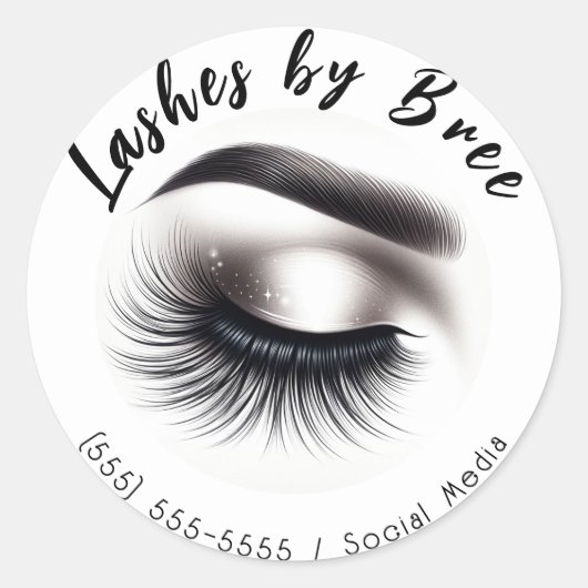 Sticker Rond Longs Cils Noirs et Fins Extensions de Cils Beauté (Devant)