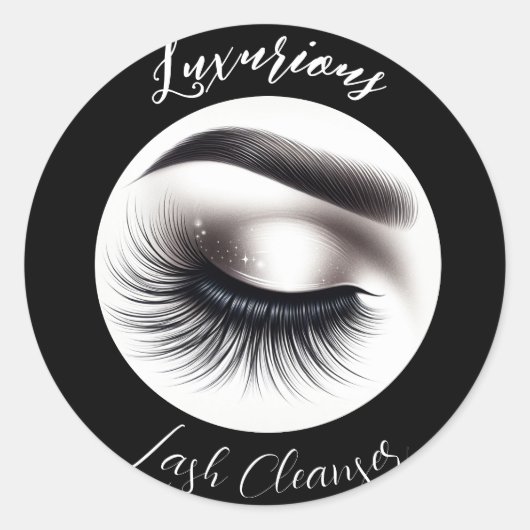 Sticker Rond Longue Black Wispy Eyelashes Lash Extensions Beaut (Devant)