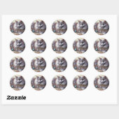Sticker Rond Longue Cheveux Gris Nebelung Chat Kitty Bijoux Bij (Feuille)
