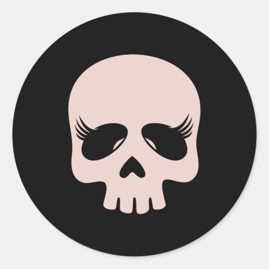 Sticker Rond Longues cils Beauté Crâne fille gothique (Devant)