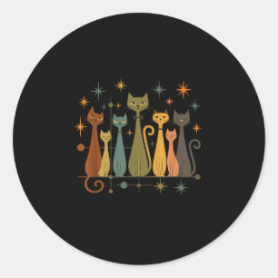 Sticker Rond Look Moderne du Milieu du Siècle Ère Atomique 50s