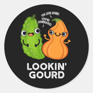 Sticker Rond Lookin Gourd Funny Veggie Pun Dark BG