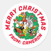 Sticker Rond LOONEY TUNES™ Group Christmas Wreath (Devant)