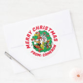 Sticker Rond LOONEY TUNES™ Group Christmas Wreath (Enveloppe)